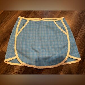 Blue Plaid Apron with Cream Trim picnic cottage core gingham size medium